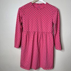 Vineyard Vines Dress Girls Large Pink Polka Dot Long Sleeve Preppy Pockets